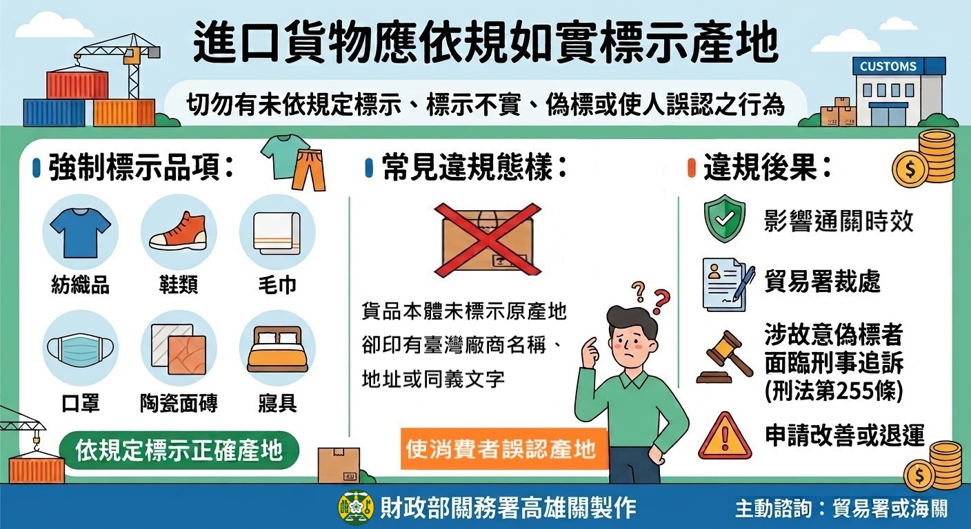 進口貨應依規標示產地