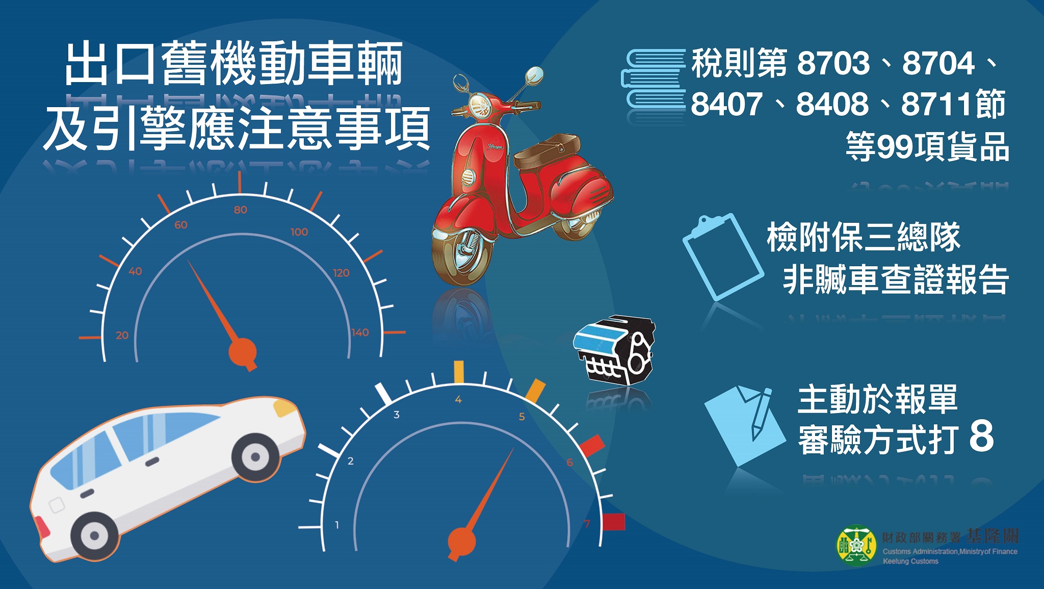 出口舊機動車輛及引擎 應檢附非贓車查證報告