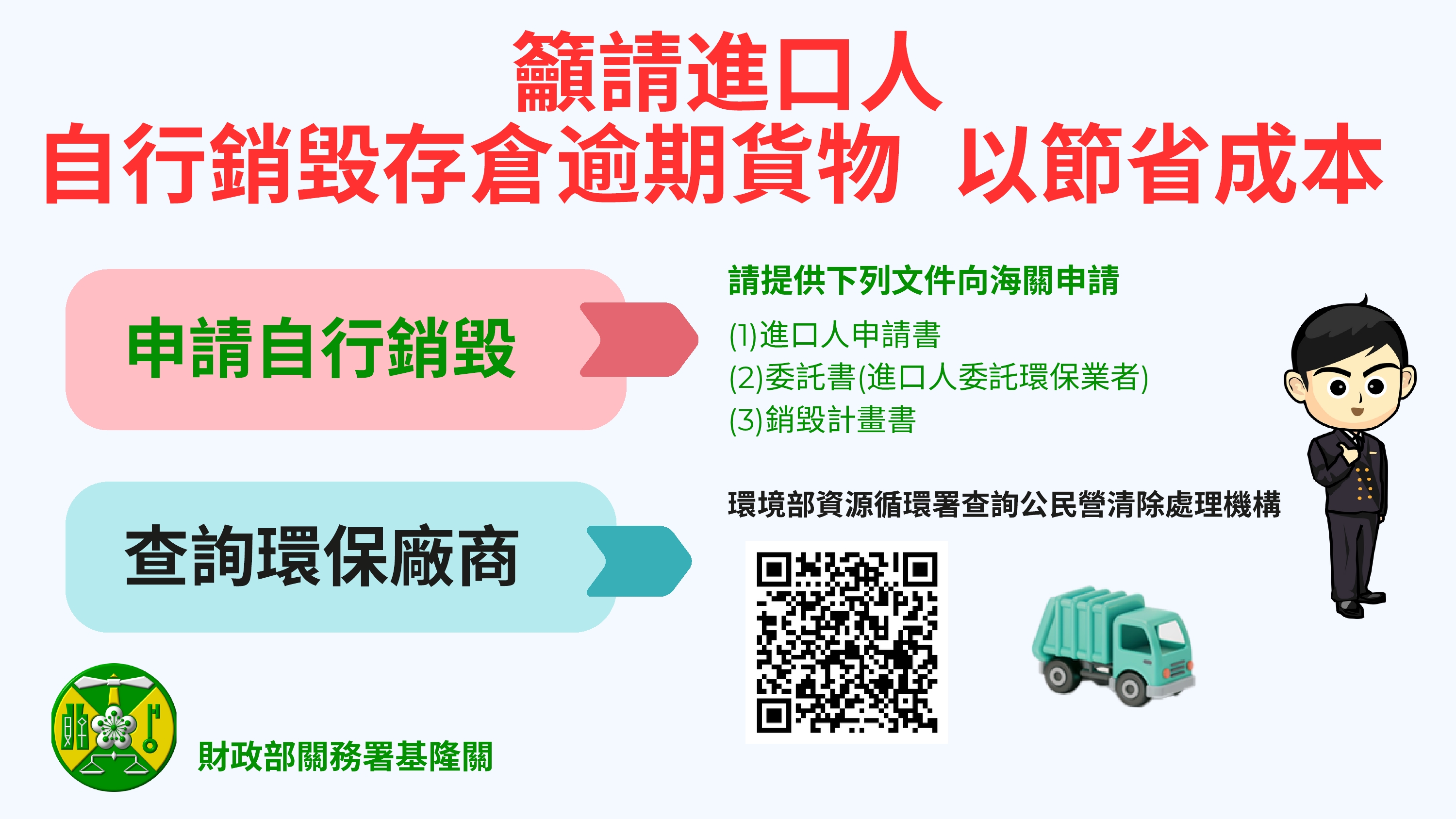 籲請進口人自行銷毀存倉逾期貨物 以節省成本