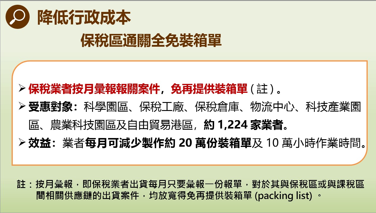 保稅業者通關免裝箱單
