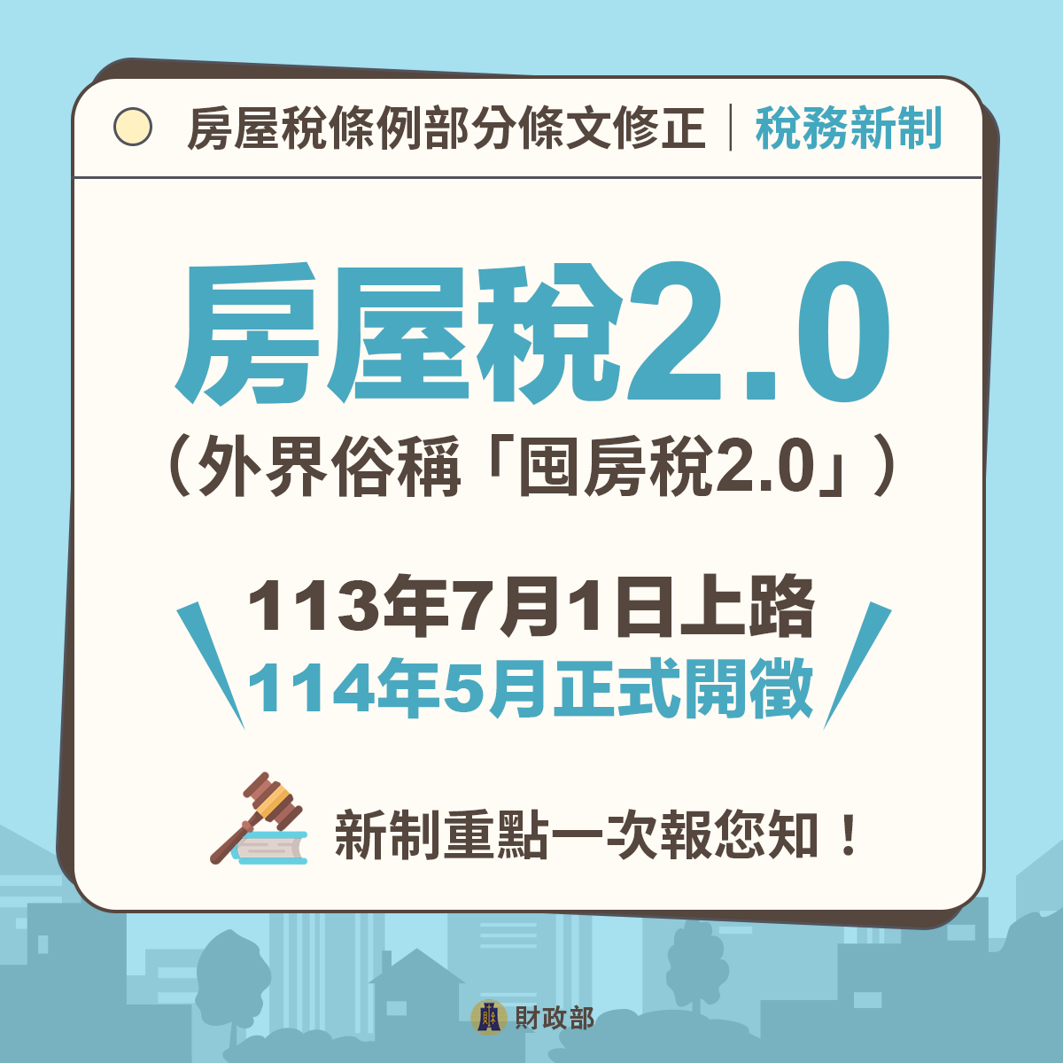 「113年7月上路！房屋稅2.0新制重點報您知」懶人包